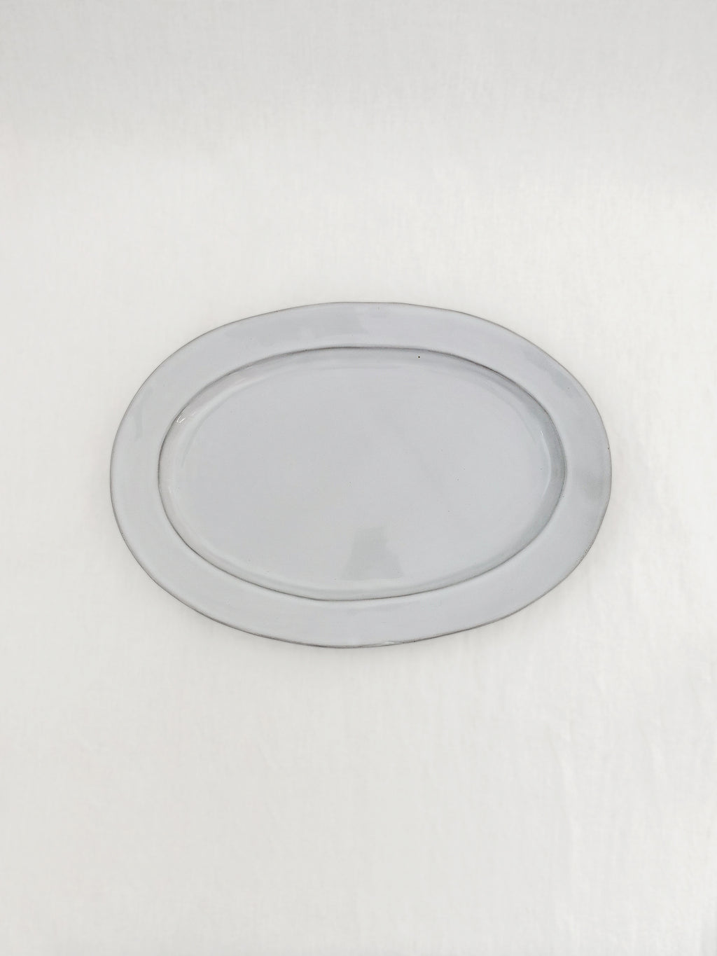 Soft Gray Oval  Plate 26cm