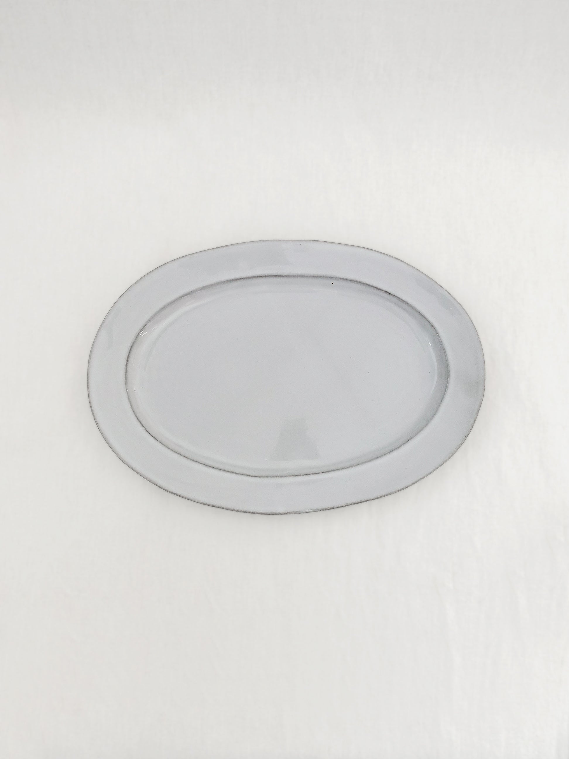 Soft Gray Oval  Plate 26cm